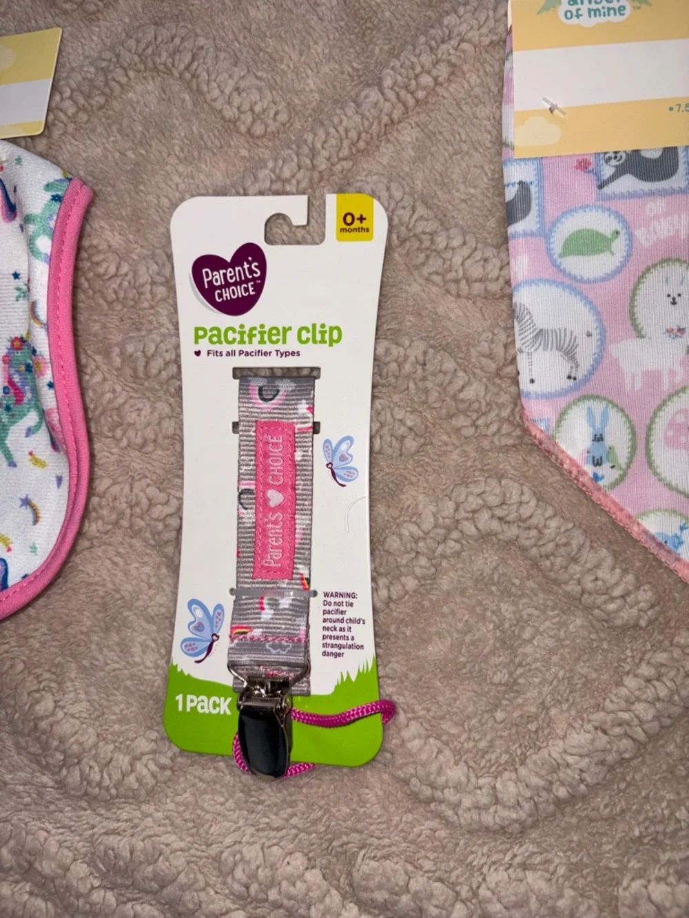 Baby Girl Bib Lot - NWT Bibs Pacifier Clip & Muslin Burp Cloths, 15 Piece Bundle